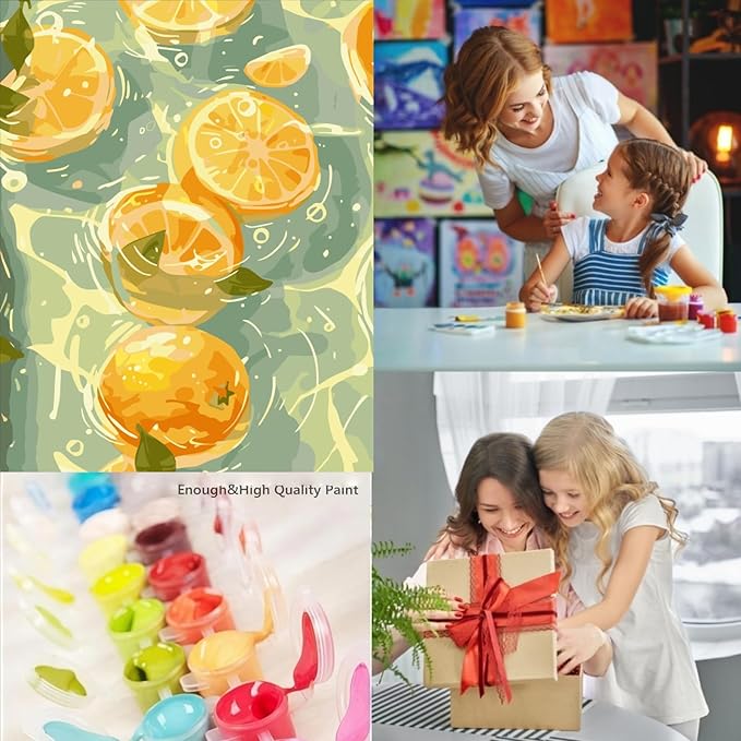 CSZPPQAF Paint by Numbers Kit for Adults Beginner, Fruit Lemon Paint by Number Kits on Canvas, DIY Easy Acrylic Watercolor Oil Painting by Numbers for Home Wall Decor 12X16inch