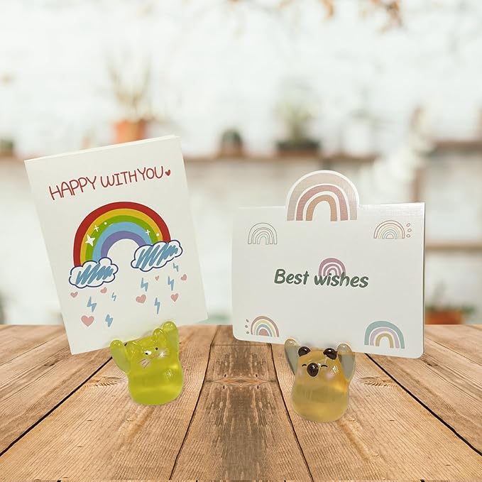 Geiomoo Mini Resin Gifts with Greeting Cards, Cute Embellishments Ornament Set for Craft Party Decor (24 Pack+30 Pcs Cards)