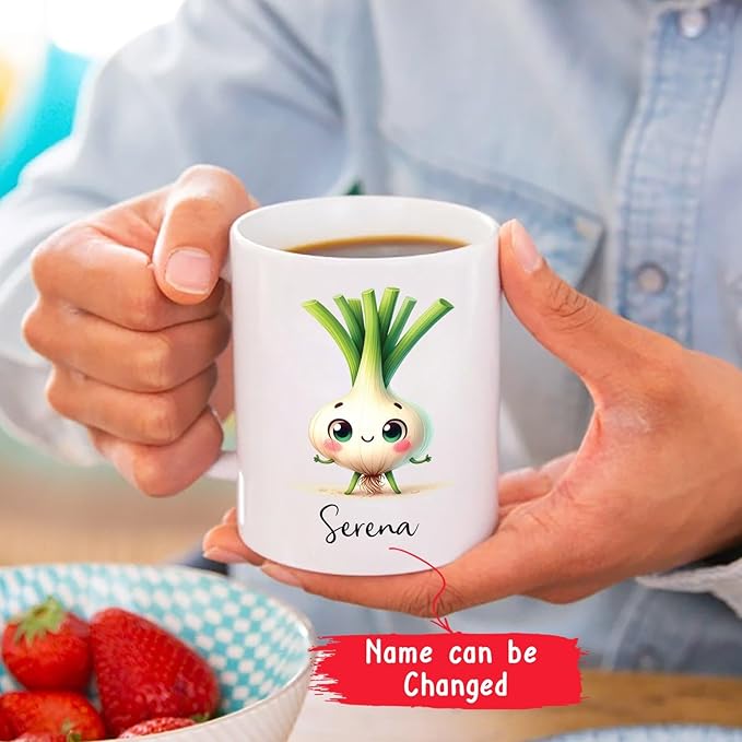 Funny Leek Mug, Personalized Leek Vegetable Coffee Mug 11oz 15oz, Leek Lover Cup, Leek Mug Gifts For Women Girl Mom, Custom Vegetable Ceramic Mug With Name, Vegan Lover Teacup, Leek Travel Coffee Cup