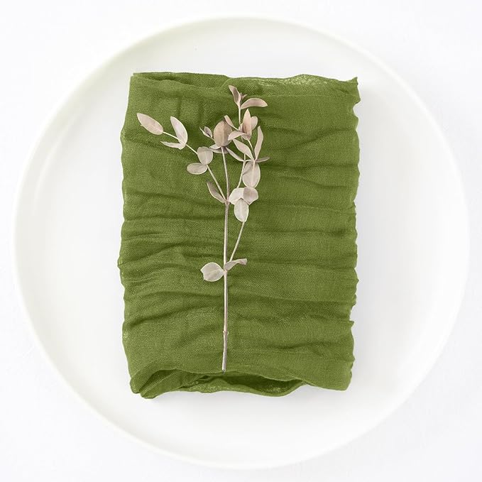 20 Pack Olive Green Cheesecloth Napkins Spring Cloth Napkins Set of 20 Olive Dinner Napkins Bulk 21x21 Inches for Wedding Bridal Shower Baby Shower Valentine's Day