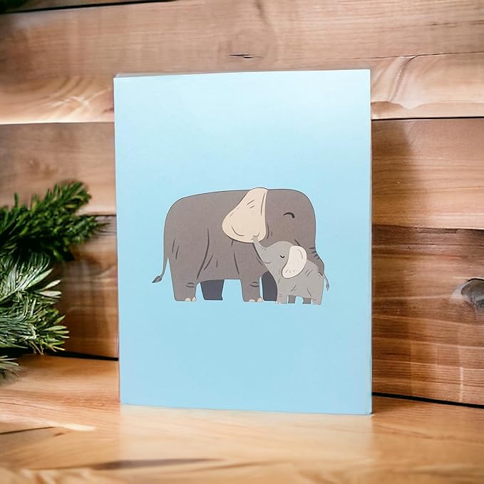 Elephant Pop Up Card for Mom,6"x 8" Mother Birthday from Daughter, Son, Husbands, Mothers Day Card, 3D Popup Anniversary Greeting Card for Women, Wife