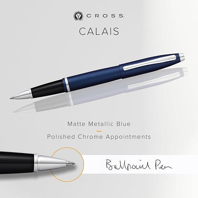 Cross Calais Refillable Gel Ink Rollerball Pen, Medium Rollerball, Includes Premium Gift Box - Matte Metallic Blue