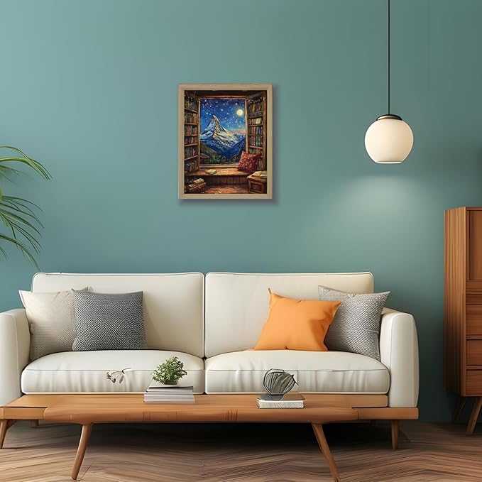 Mosaflare Paint by Numbers for Adults Beginner, Mountain Moon Landscape Adult Paint by Number Kits on Canvas, DIY Acrylic Oil Easy Painting by Numbers for Home Wall Decor 16X20 inch (Without Frame)