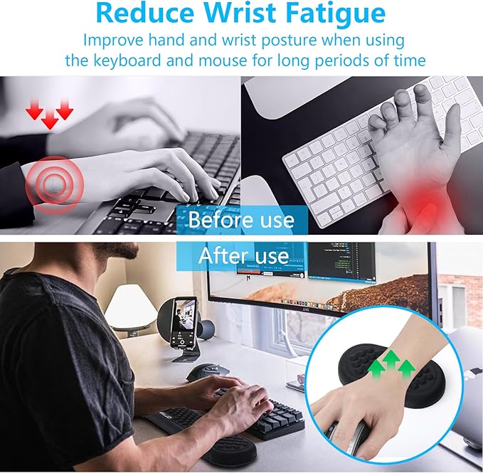 ELZO Wrist Rest for Keyboard and Mouse, Soft Memory Foam Wrist Support, Computer Ergonomic Wrist Support Pad, Non-Slip Wrist Rest for Computer Keyboard, Made Easy Typing & Relieve Wrist Pain(Black)