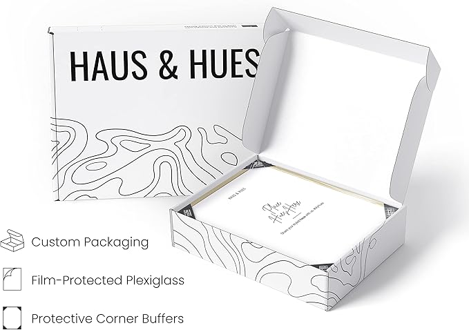 HAUS AND HUES 8.5x11 Gold Metal Picture Frames - Features Premium Aluminum, Vertical & Horizontal Hang, Shatterproof Plexiglass - Perfect for Home, Room, Office (8.5x11 in, Gold, Set of 15)