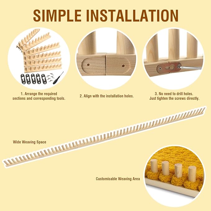 Chunky Blanket Loom Knitting Looms and Boards, Adjustable Size Wooden Loom for Blanket, No Needles Required Hand Knitting Kit for DIY Yarn Craft, Home Decor, Stress Relief, Beginner Friendly (92 in)