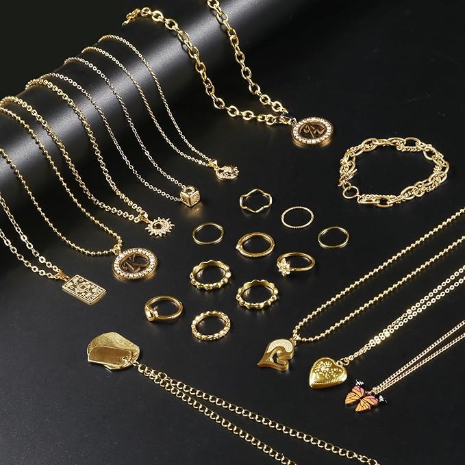 Ecoofor Gold Necklace Chains for Jewelry Making, 62.3 Feet 8 Rolls Jewelry Chains for DIY Necklace Bracelet Jewelry Making with Jump Rings/Lobster Clasps/Connectors