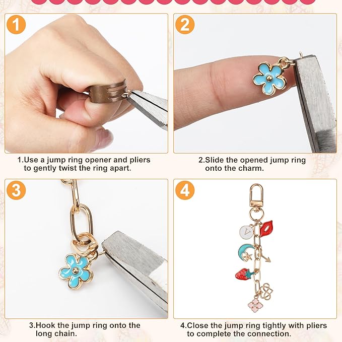 Starry 126Pcs Keychain Making Kit DIY Bag Charm Kit 25 Set Keychain Clips with Extender Chain Bulk 100 Jump Ring for Jewelry Bags Accessories DIY Craft Supplies