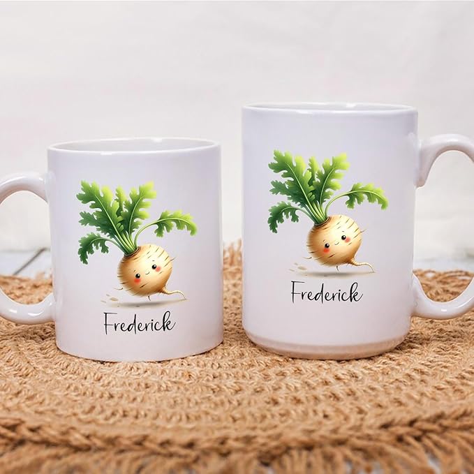Parsnip Ceramic Mug, Personalized Parsnip White Mug 11oz 15oz, Vegetable Lover Cup Gift, Custom Choose Name Parsnip Coffee Mug, Vegetable Mugs Gifts For Parsnip Lovers, Parsnip Travel Tea Cup