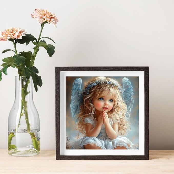 CSZPPQAF Little Angel Diamond Art Kits for Adults Beginner, 5D Diamond Painting Kits for Adults, DIY Full Drill Gem Art Paint by Diamonds Dots Crafts Kits for Home Decor 13.7x13.7Inch