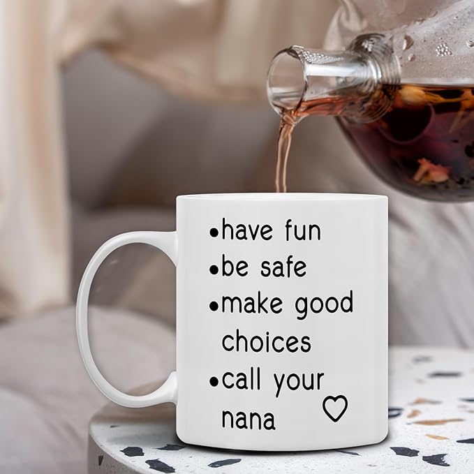 QASHWEY Funny Call Your Nana Coffee Mug, College Freshmen Students Graduation Gift, Call Your Nana Coffee Cups Ceramic 11 Ounce, College Gift Tea Mug Cup, Gifts for College Freshmen Grandkids
