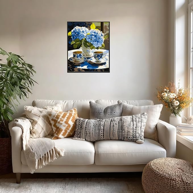 CSZPPQAF Paint by Numbers Kit for Adults Beginner, Flower Hydrangea Paint by Number Kits on Canvas, DIY Easy Acrylic Watercolor Oil Painting by Numbers for Home Wall Decor 16X20inch