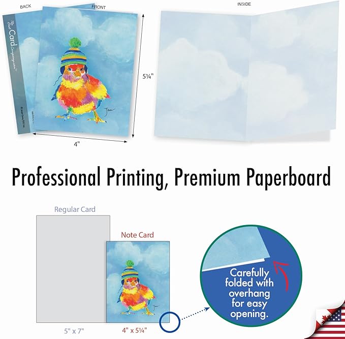 The Best Card Company Assorted Blank Greeting Card Box Set - Incl. 20 Cards + Envelopes - 10 Unique Designs - Perfect for Thank Yous, Invitations, More - Funny Farm AM6563OCB-B2x10