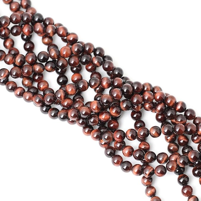 45PCS 8mm Natural Red Tiger Eye Gemstone Round Loose Beads for Jewelry Making DIY Findings 1 Strand 15"