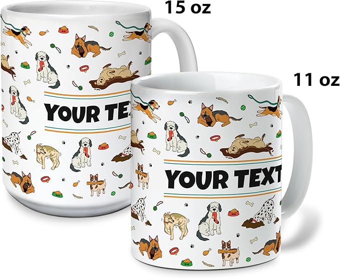 Personalized Mug for Kids - Dogs - Custom Name/Text, Ceramic Hot Chocolate/Cocoa/Coffee Cup for Boys/Girls, Birthday/Christmas/Holiday Gift - 11 oz, Pink Handle