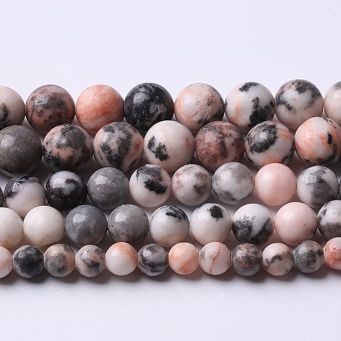 45pcs 8mm Natural Pink Zebra Jaspers Beads Round Loose Beads for Jewelry Making DIY Bracelet Crystal Energy Healing Power Stone (8mm, Pink Zebra Jaspers)