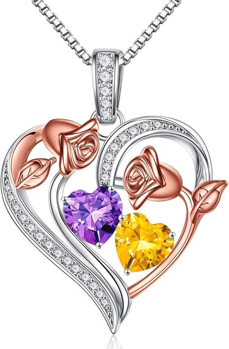 Iefil Christmas Gifts for Women Wife - 925 Sterling Silver Rose Heart Necklace, Stocking Stuffers for Women, Anniversary Birthday Gifts for Wife Girlfriend Mom