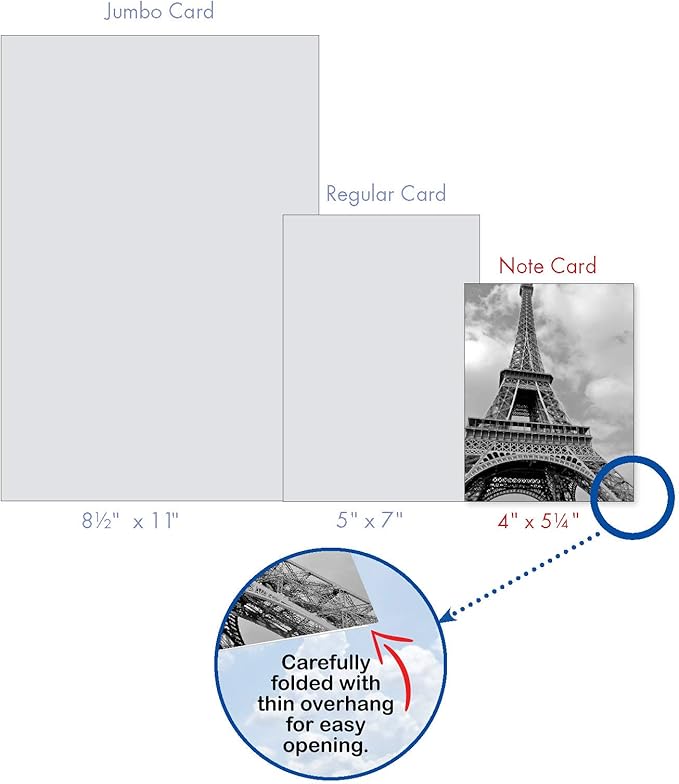 The Best Card Company - 20 All Occasion Blank Greeting Cards (4 x 5.12 Inch) - Monocolor Photos (10 Designs, 2 Each) - Towering Paris AM7028OCB-B2x10