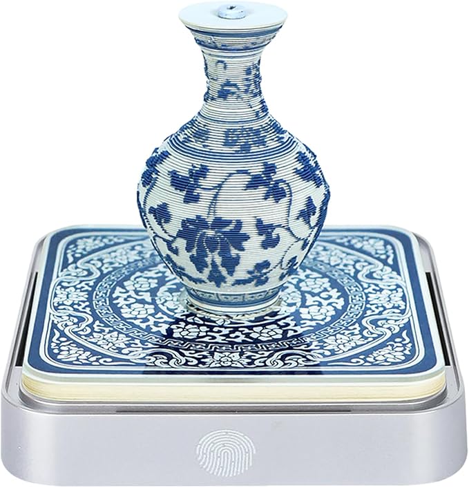3D Time Piece Calendar 2026 3D Tear Away Art Memo Pad Notepad Desk Calendar with Light,3D Art Calendar Desktop Decoration Gift for Christmas (Blue and White Porcelain)