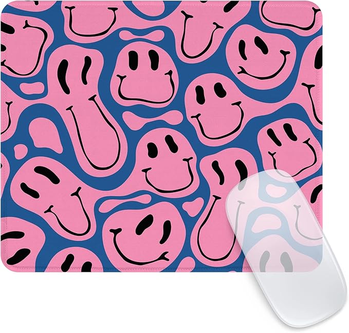 Seorsok Square Mouse Pad Cute Retro Smiley Hippie,Office Home Personalized Premium-Textured Mouse Mat Design,Waterproof Mousepad,Non-Slip Rubber Base Computer Mouse Pads for Wireless Mouse