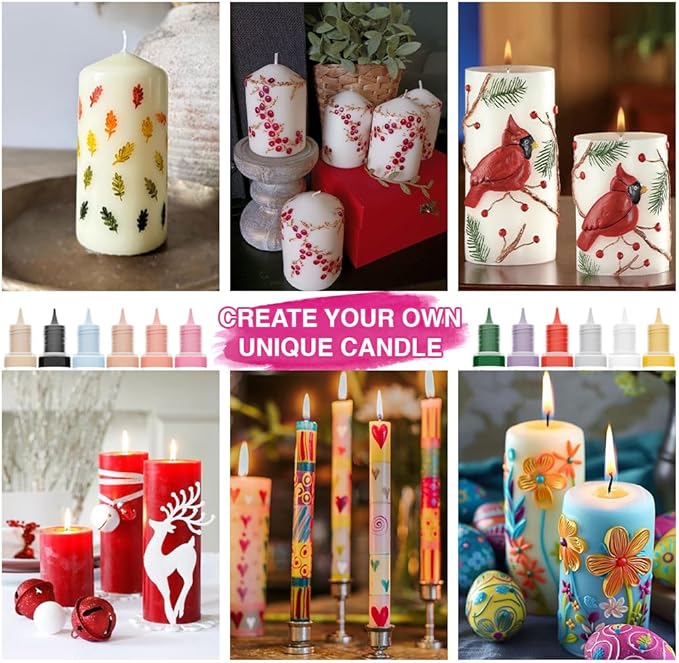 Candle Wax Pen, 6 Vibrant Colors Wax Pen Set, Beginner-Friendly for Festival, Birthday Candle Decorating, Blessing Writing & More DIY Crafts(30ml/1oz*6)