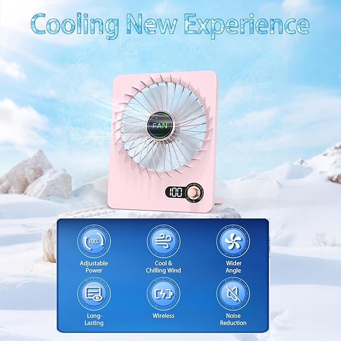 Mini Portable Fan, Silent Rechargeable Desk & Handheld with Adjustable Speeds & Angles, Long-Lasting Battery, Light Personal Wireless Cooling for Office, Bedroom, Classroom, Travel