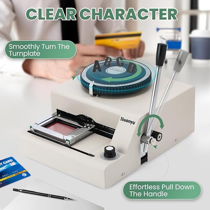 Huanyu PVC Card Embosser 68 Characters Manual Embossing Machine Credit ID VIP Code Gift Card Printer Letterpress Stamping Print Machine