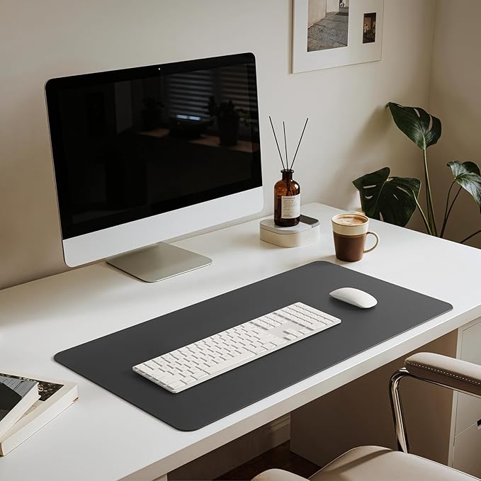 Jotsome Leather Desk Mat, Non-Slip Desk Blotter Pad - Desk Protector for Office, Home, Laptop, and Desktop, Gift for The Holidays or Christmas (Black, 34" x 17")
