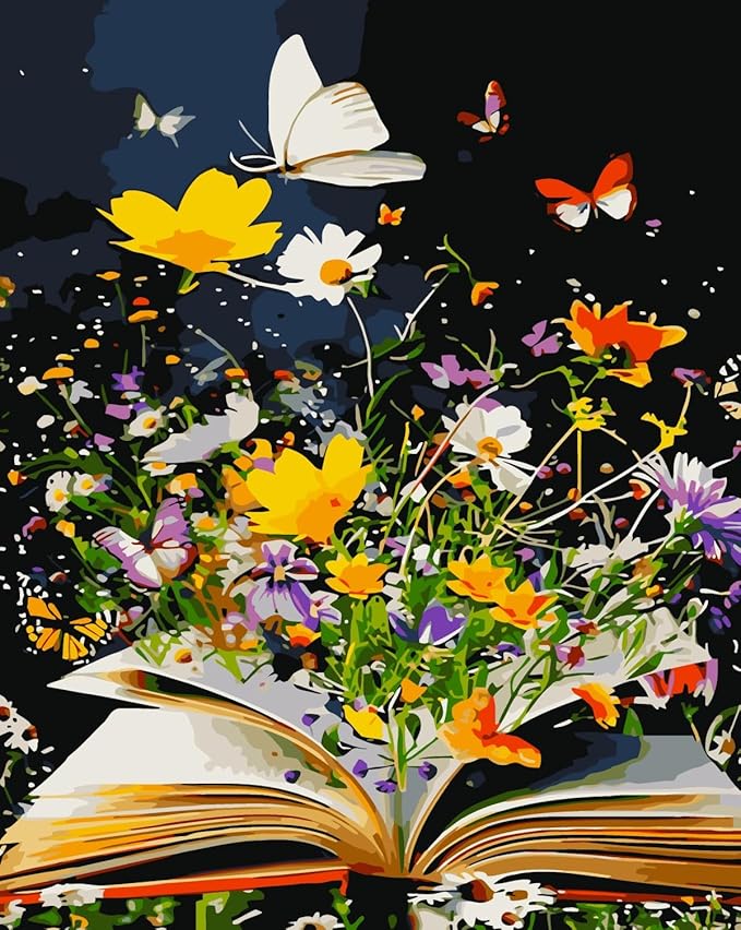 CSZPPQAF Flowers Paint by Numbers Kit for Adults Beginner, Book Paint by Number Kits on Canvas, DIY Easy Acrylic Watercolor Oil Painting by Numbers for Home Wall Decor 16X20inch