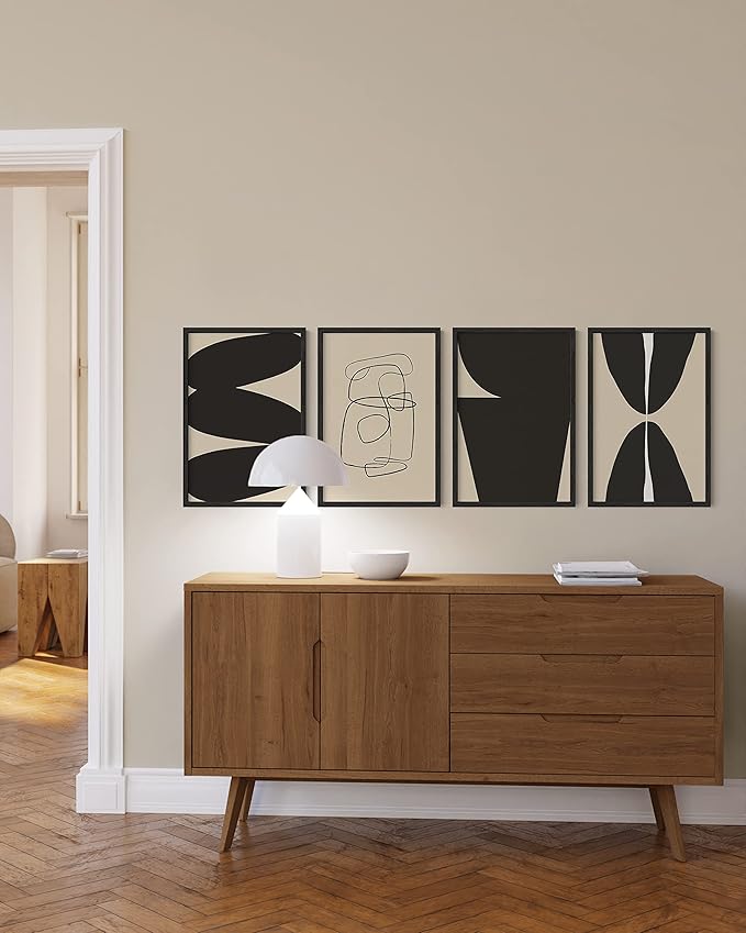 HAUS AND HUES 16x24 Black Oak Frame Set of 4 - Rustic Wooden Wall Display for Posters