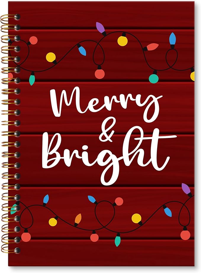 XNXLDYLH Christmas Xmas Notebook Journal for Kids, Rustic Farmhouse Aesthetic Spiral Notebook, Merry and Bright Journals Notebooks, Christmas Office School Supplies Gifts for Women Kids,5.5x8.3Inch