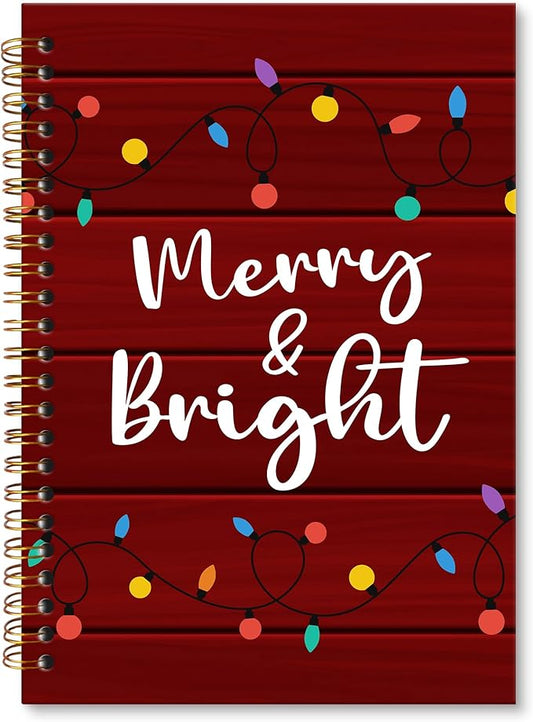 XNXLDYLH Christmas Xmas Notebook Journal for Kids, Rustic Farmhouse Aesthetic Spiral Notebook, Merry and Bright Journals Notebooks, Christmas Office School Supplies Gifts for Women Kids,5.5x8.3Inch