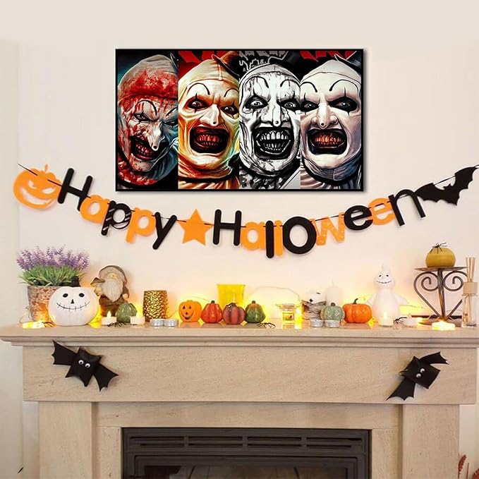 MBNTJHT Halloween Paint by Numbers Kit for Adults Beginners,Horror Clown Paint by Number Kits on Canvas Without Framed,DIY Digital Oil Painting Art Kits for Home Wall Decor 16X24 Inch.