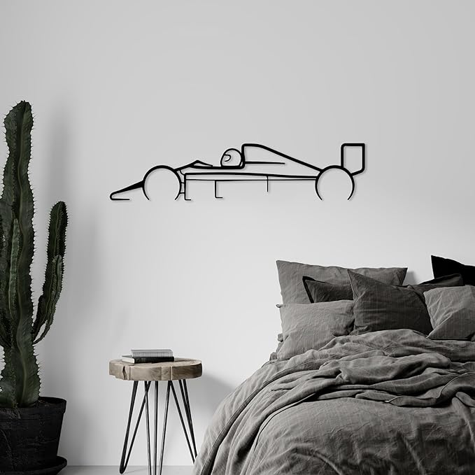 Formula Car metal Wall Art, Sports Car metal Silhouette, Formula Car Lovers Metal Wall Decor, Racing Gifts For Men, Minimalist Sculpture for Garage, Man Cave, Gift for Father's, (Black-45"x12.4" inch)