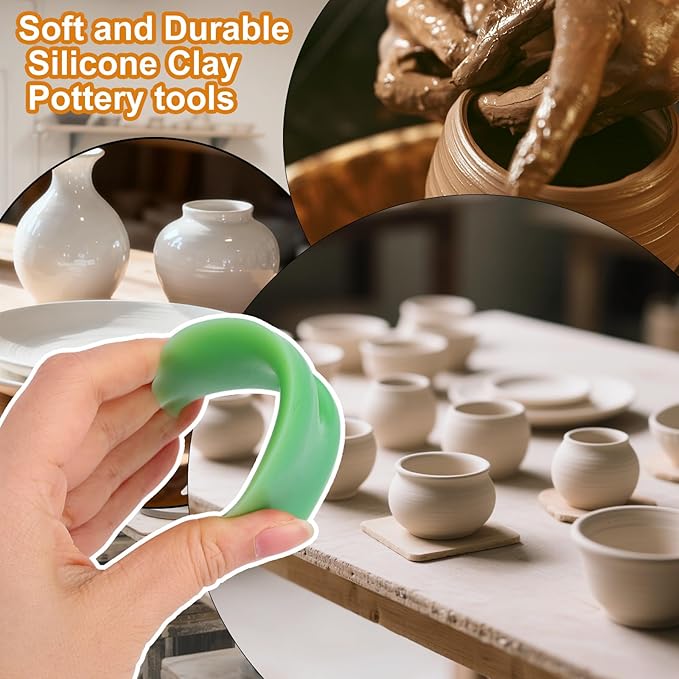 4pcs Pottery Ribs, 4 Styles Soft Silicone Colorful Pottery Trimming Rib Practical Ceramic Shaping Clay Tools Suitable for Shapes Sculpting & Trimming