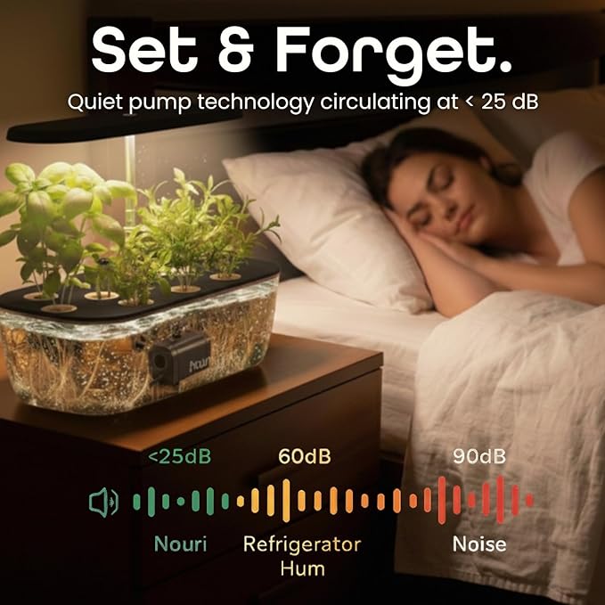 Nouri 12 pod Smart Garden for Home Cooks | w/Heirloom Basil | Hydroponics Growing System | LED Grow Lights | Indoor Herb Garden Kit | Herb Growing Kit Indoors for Plant Lovers, Gardeners, Kitchen