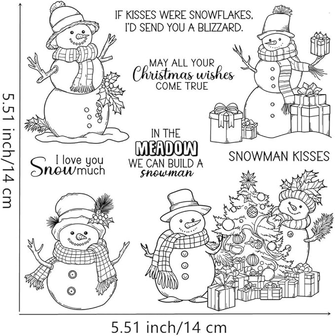 Christmas Snowman Santa Box Stamps and Cutting Dies for Card Making DIY Transparent Silicone Clear Stamp and Metal Die Cuts Sets for Scrapbooking Paper Greeting Cards Decor Seals Craft Supplies