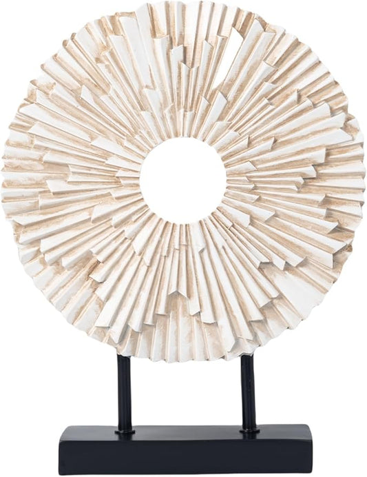 CECKQUE Minimalist Round Statue Above Cabinet Decor Kitchen, Modern Decorative Sculpture Home Decorations for Living Room Coffee Table, Office Decor Items, Center Pieces Decoration (White)