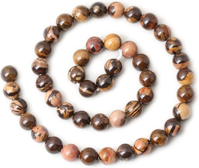 45PCS 8mm Natural Africa Picture Jasper Gemstone Round Loose Beads for DIY Bracelet Necklace Earrings Jewelry Making 1 String 15 Inches