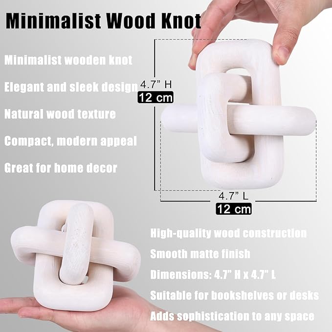 Wooden Knot Decoration Bohemian Decoration Hand-Carved Knot Autumn Winter White Home Decor Suitable for Coffee Table Bedroom Living Room Farmhouse Dining Table Minimalist Decoration（White）