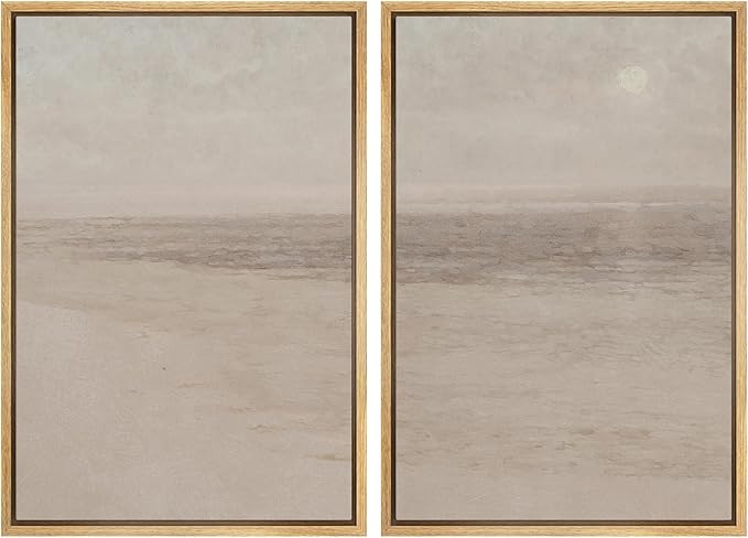 SIGNWIN Framed Canvas Print Wall Art Set Soft Abstract Landscape Cool and Neutral Tones Modern Minimalism Decorative Nordic for Living Room, Bedroom, Office - 16"x24"x2 Natural