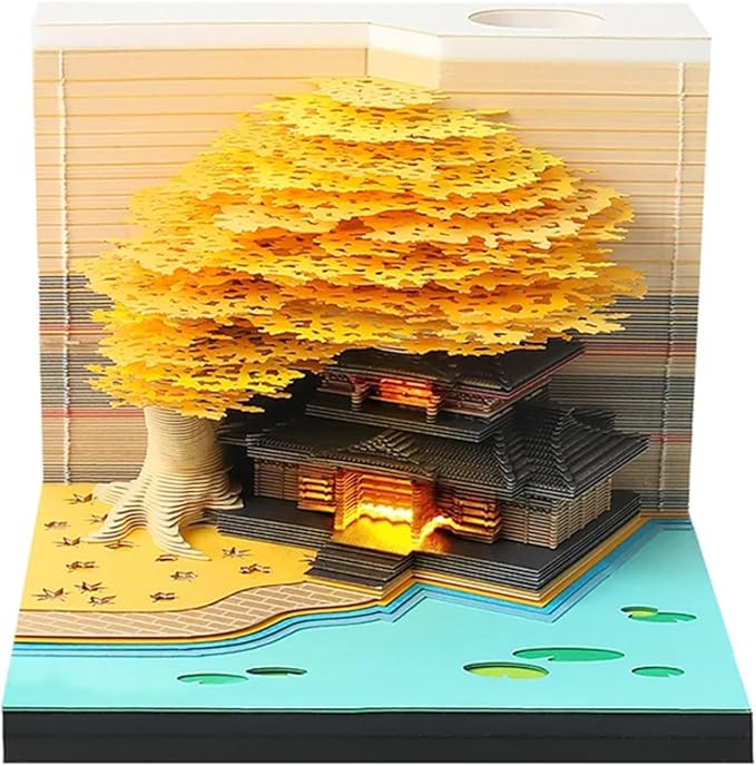 Time Piece Calendar 2026,3D Tree Tear-Away Memo Pad Creative Desk Calendars,3D Notepad Paper Carving Art Sticky Notes,3D Calendar 2026 Suitable for Room and Office Desktop Decoration