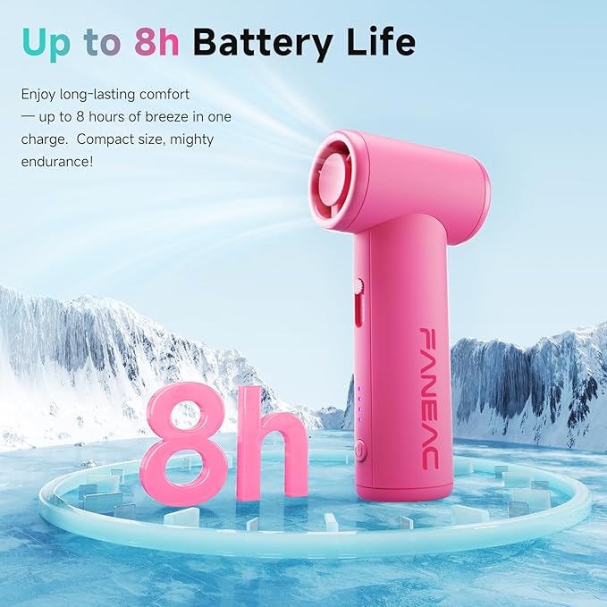 Mini Handheld Portable Fan - Brushless Motor, Ultra Slim, Stepless Control, Rechargeable 2500mAh Battery Up to 8 Hours, Pocket Electric Fan for Outdoor Travel & Office (Dreamy Pink)