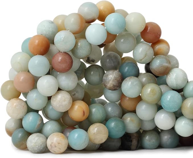 35PCS 10mm Natural Mix Color Amazonite Gemstone Round Loose Beads Stone Beads for Jewelry Making DIY 1 Strand 15"