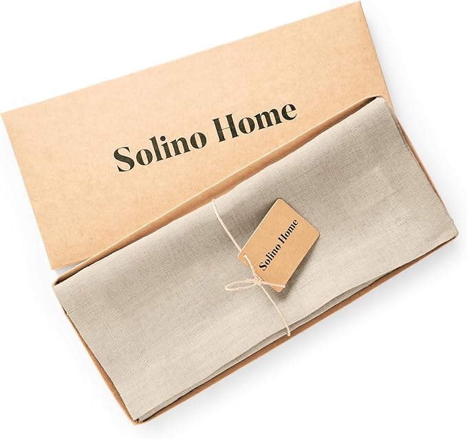 Solino Home Linen Table Runner 36 Inches - 100% Pure Linen Flax Table Runner 14 x 36 Inch Ideal for Dresser and Coffee Tables - Spring, Easter - Sonoma
