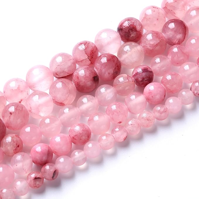 38pcs 10mm Natural Rose Pink Persian Jade Gemstone Round Loose Spacer Beads for Jewelry Making Healing Energy Stone Beads DIY Bracelets Necklaces 15"