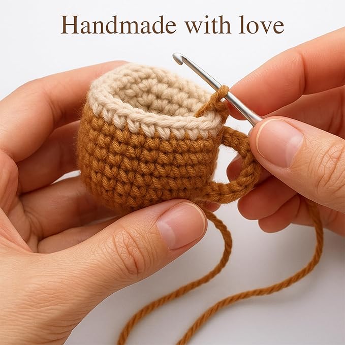 Christmas Stocking Stuffers Birthday Gifts for Women Men Positive Crochet Coffee Cup Desk Decor–Cute Coffee Lover Gift for Best Friend Girlfriend Couple Wife Husband Anniversary Thank You