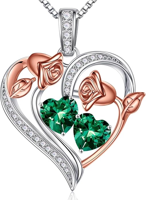 Iefil Christmas Gifts for Women Wife - 925 Sterling Silver Rose Heart Necklace, Stocking Stuffers for Women, Anniversary Birthday Gifts for Wife Girlfriend Mom
