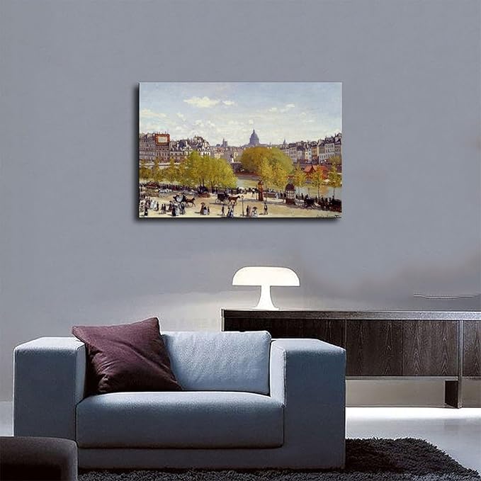 CFIOZYOS 40+ Monet Famous Print Posters Wharf of Louvre, Paris by Claude Monet Impressionism Canvas Wall Art Print Poster For Home School Office Decor Unframe 12×18inch(30×45cm)