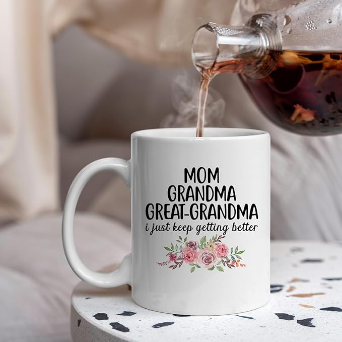 IWXYI Great Grandma Coffee Mug - Great Grandma Gifts for Birthday Mothers Day, 11oz Floral Mother‘s Day Coffee Mug Ceramic, Mothers Day Gifts